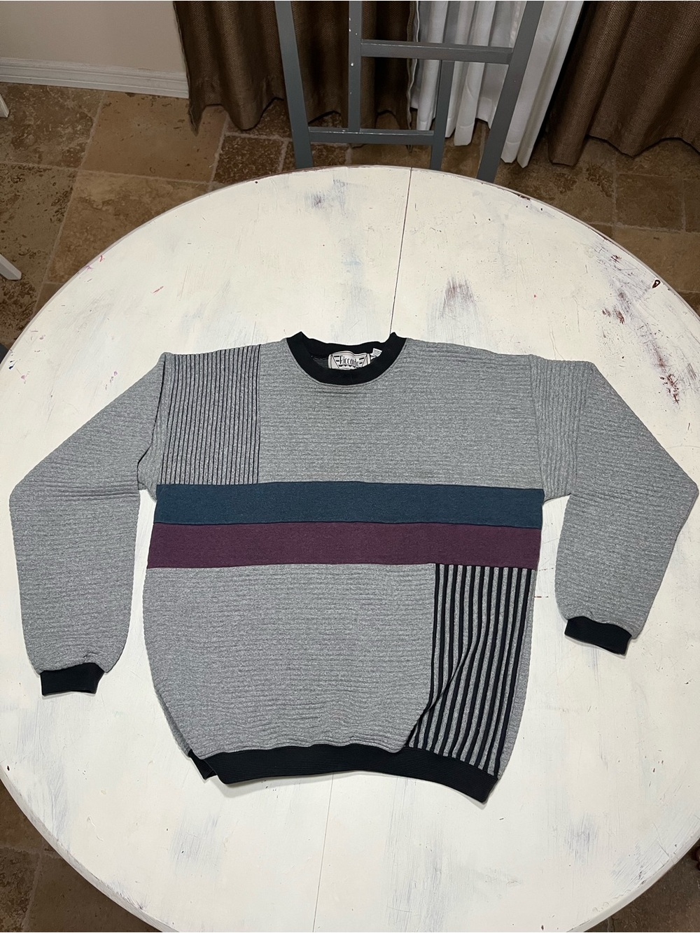 Vintage Riccardo Sweatshirt Men’s 80’s/90’s Ribbed Color Block Preppy Streetwear